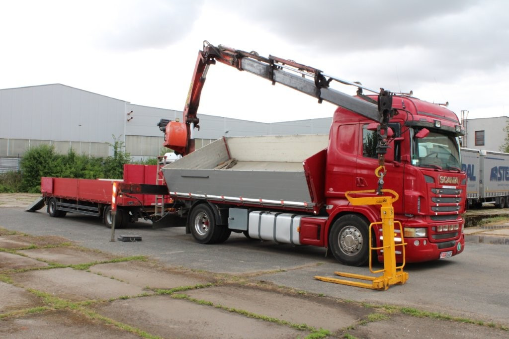 SCANIA R480 PALFINGER PK16000, EURO 5, CRANE FORKS - Billenőplatós teherautó, Darus autó: 2 kép. SCANIA R480 PALFINGER PK16000, EURO 5, CRANE FORKS - Billenőplatós teherautó, Darus autó: 2 kép.