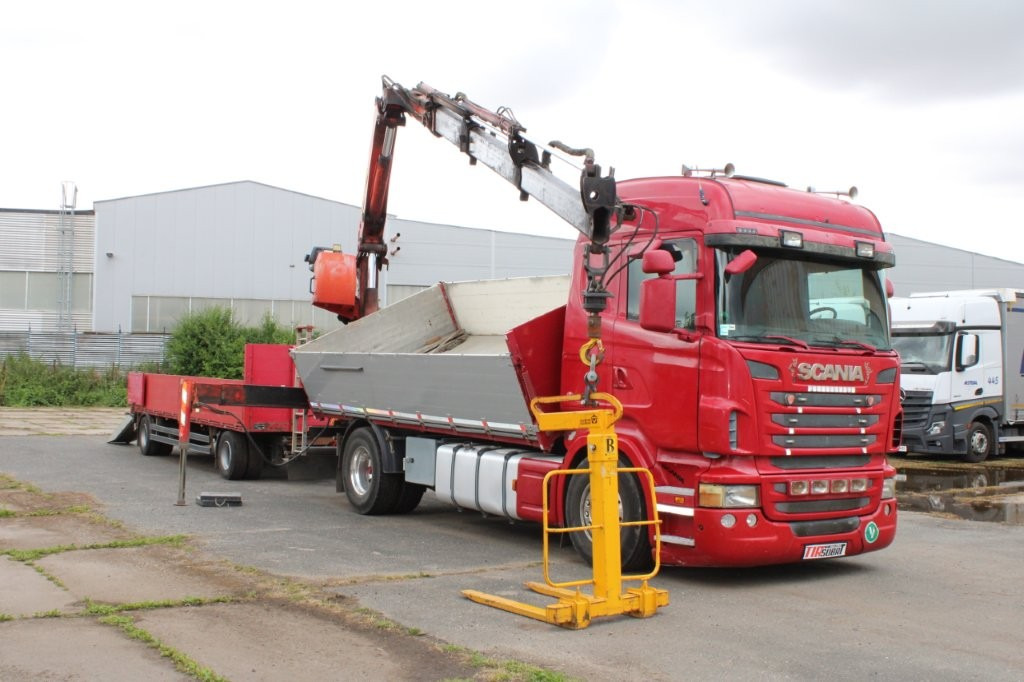 SCANIA R480 PALFINGER PK16000, EURO 5, CRANE FORKS - Billenőplatós teherautó, Darus autó: 1 kép. SCANIA R480 PALFINGER PK16000, EURO 5, CRANE FORKS - Billenőplatós teherautó, Darus autó: 1 kép.