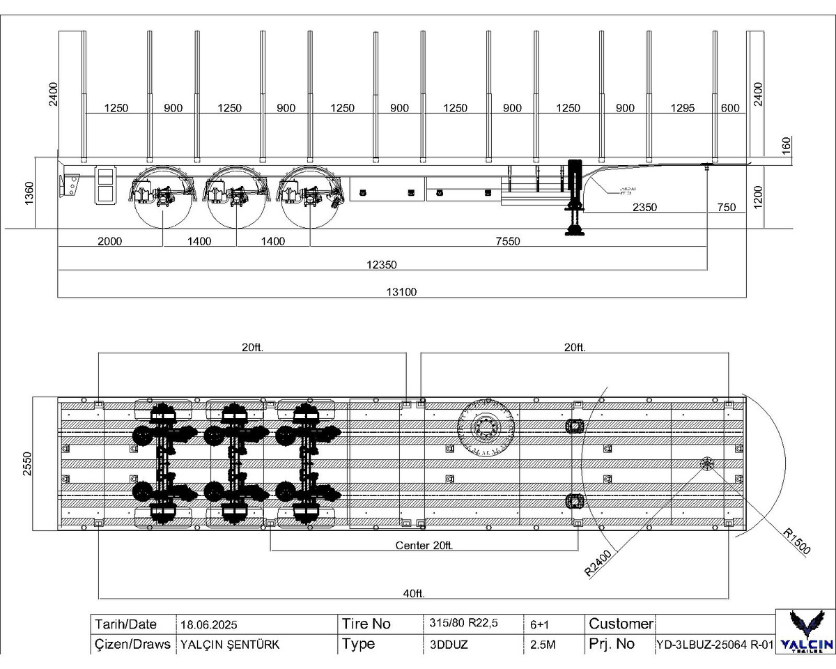 YALCIN FORESTIERS - Platós félpótkocsi: 1 kép. YALCIN FORESTIERS - Platós félpótkocsi: 1 kép.