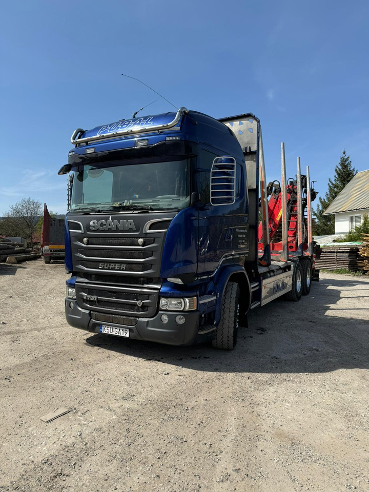 SCANIA R730 - Rönkszállító teherautó, Darus autó: 1 kép. SCANIA R730 - Rönkszállító teherautó, Darus autó: 1 kép.