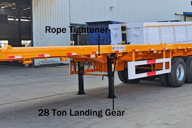TITAN 4 Axle Heavy Duty Flatbed Trailer for Sale in Mali - Platós félpótkocsi: 3 kép. TITAN 4 Axle Heavy Duty Flatbed Trailer for Sale in Mali - Platós félpótkocsi: 3 kép.