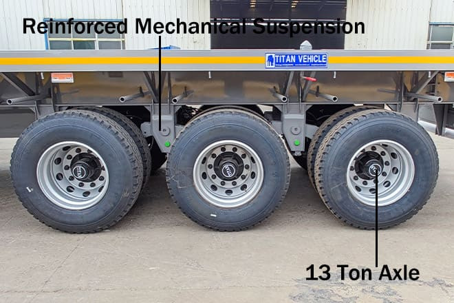 TITAN Tri Axle 40Ft Flatbed Trailer Price for Sale in Sierra Leone - Platós félpótkocsi: 3 kép. TITAN Tri Axle 40Ft Flatbed Trailer Price for Sale in Sierra Leone - Platós félpótkocsi: 3 kép.