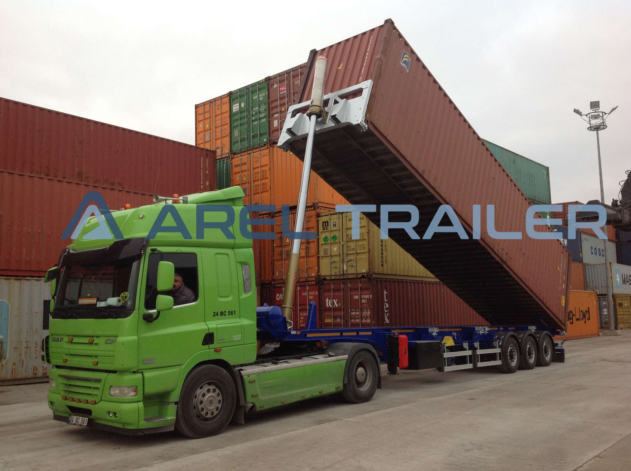 AREL TRAILER 40 FT TIPPING CONTAINER TRAILER - Félpótkocsi cserefelépítményes: 4 kép. AREL TRAILER 40 FT TIPPING CONTAINER TRAILER - Félpótkocsi cserefelépítményes: 4 kép.