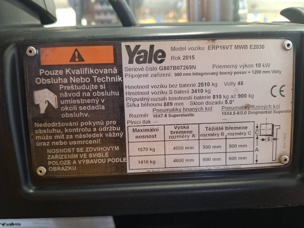 Yale ERP 16 VT - Elektromos targonca: 4 kép. Yale ERP 16 VT - Elektromos targonca: 4 kép.