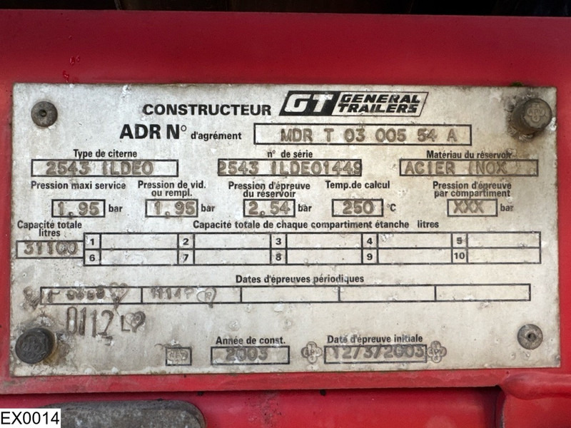 GENERAL TRAILERS Bitum 31.100 Liter, 1 Comp - Tartályos félpótkocsi: 5 kép. GENERAL TRAILERS Bitum 31.100 Liter, 1 Comp - Tartályos félpótkocsi: 5 kép.