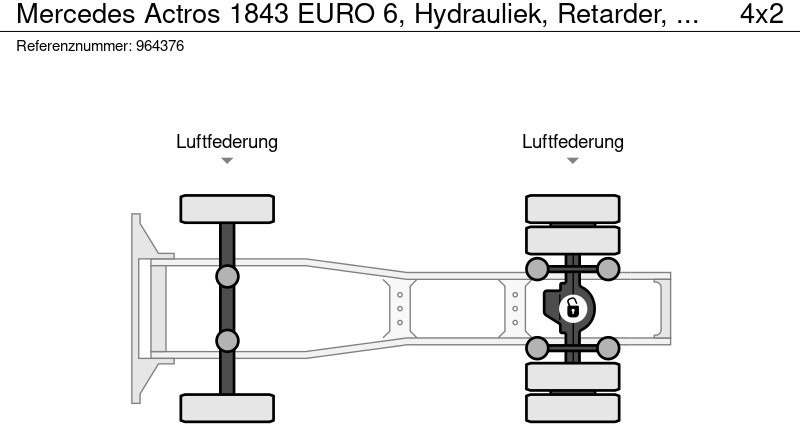 Nyergesvontató Mercedes-Benz Actros 1843 EURO 6, Hydrauliek, Retarder, LOHR: 14 kép. Nyergesvontató Mercedes-Benz Actros 1843 EURO 6, Hydrauliek, Retarder, LOHR: 14 kép.