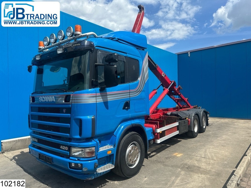 Scania 124 420 6X2, EURO 3, Retarder, Meiller - Horgos rakodó teherautó: 1 kép. Scania 124 420 6X2, EURO 3, Retarder, Meiller - Horgos rakodó teherautó: 1 kép.