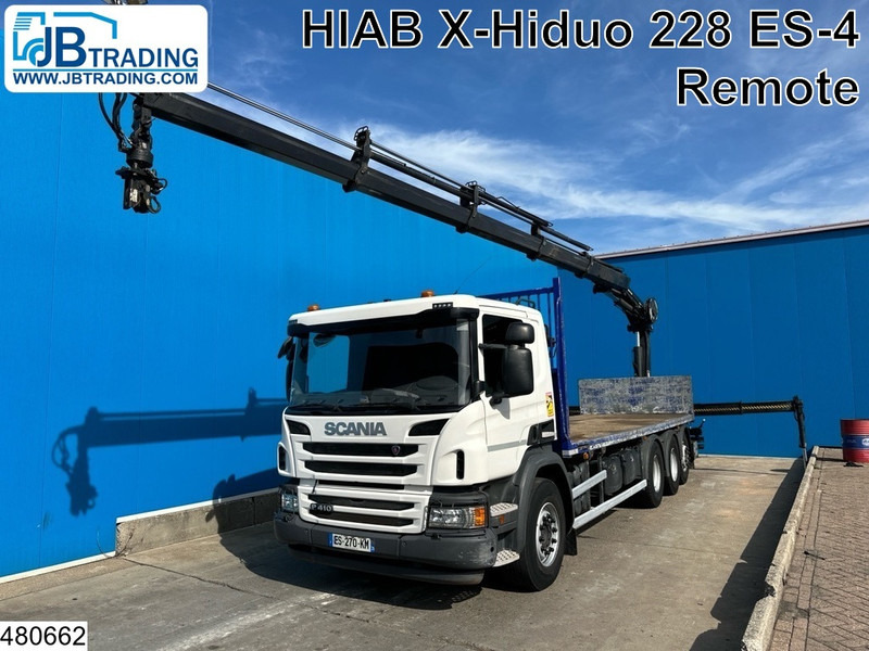 Scania P 410 8x4, EURO 6, HIAB, Remote, Steeringaxle - Platós teherautó, Darus autó: 1 kép. Scania P 410 8x4, EURO 6, HIAB, Remote, Steeringaxle - Platós teherautó, Darus autó: 1 kép.