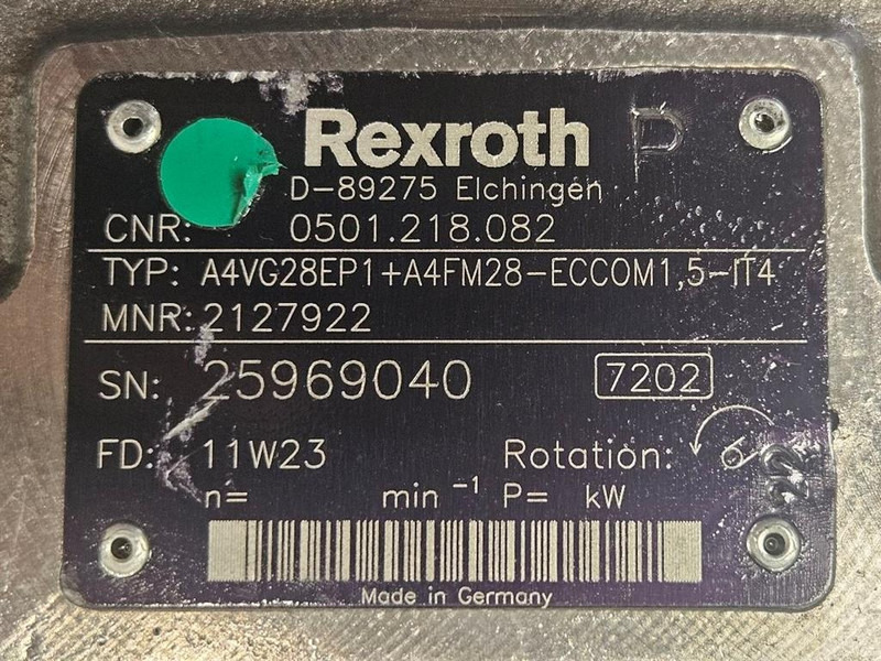 Hidraulika - Építőipari gépek Deutz Agroton-Rexroth A4VG28EP1+A4FM28-CVT/Drive pump: 9 kép.