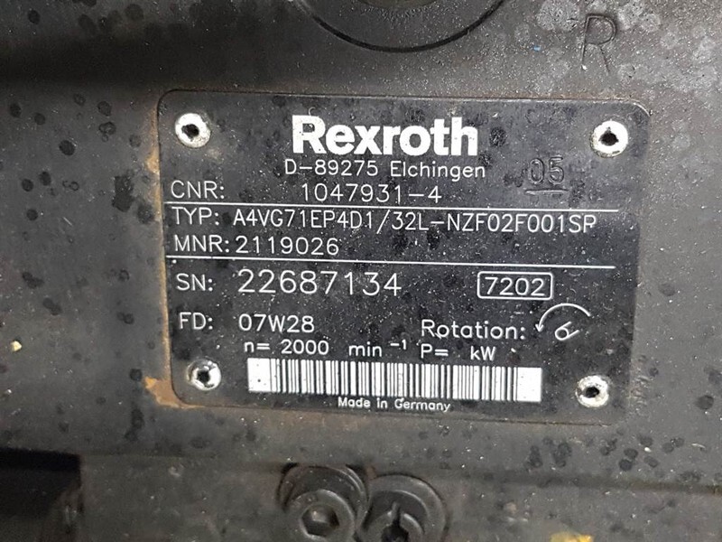 Rexroth A4VG71EP4D1/32L-R902119026-Drive pump/Fahrpumpe - Hidraulika - Építőipari gépek: 5 kép. Rexroth A4VG71EP4D1/32L-R902119026-Drive pump/Fahrpumpe - Hidraulika - Építőipari gépek: 5 kép.