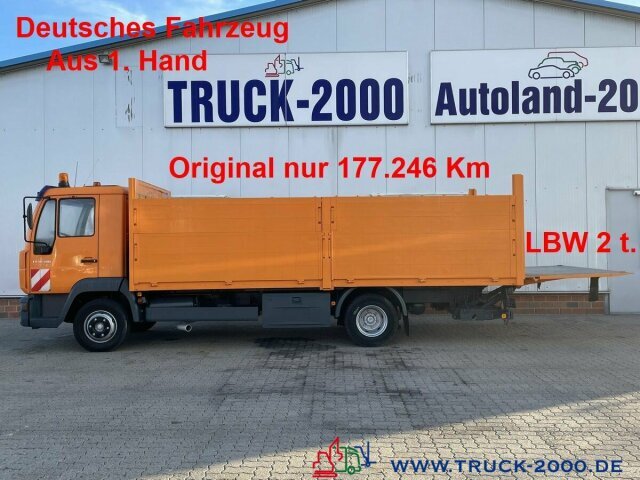MAN LE10.180 Origi. 177246Km Bordwände 1.20m + LBW2t - Platós teherautó: 1 kép. MAN LE10.180 Origi. 177246Km Bordwände 1.20m + LBW2t - Platós teherautó: 1 kép.