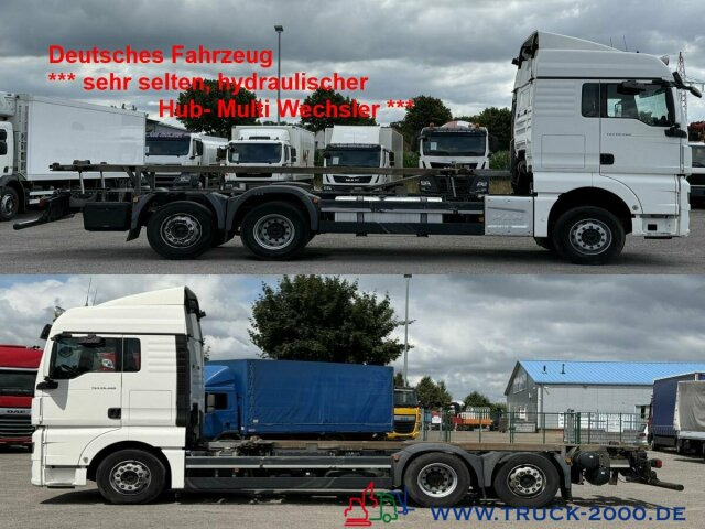 MAN TGX 26.480 XLX Haus Bett hydr Hub Multi Wechsler - Cserefelépítményes teherautó: 1 kép. MAN TGX 26.480 XLX Haus Bett hydr Hub Multi Wechsler - Cserefelépítményes teherautó: 1 kép.