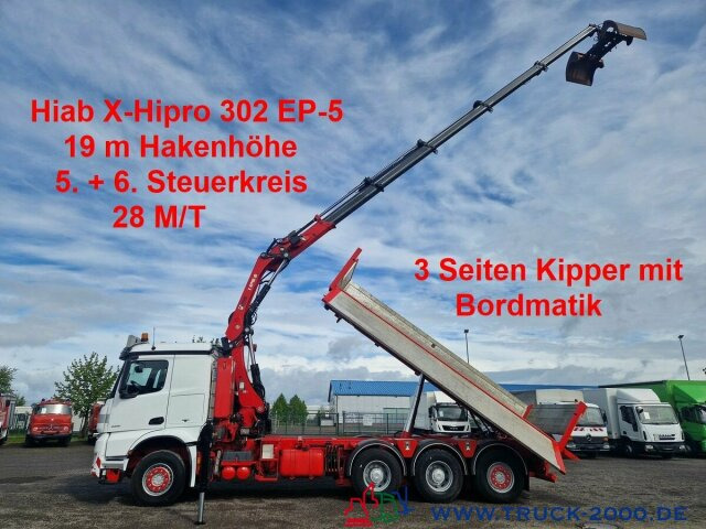 Mercedes-Benz Arocs 3251 8x4 Hiab 302 EP-5 28M/T 19mHakenhöhe - Billenőplatós teherautó, Darus autó: 1 kép. Mercedes-Benz Arocs 3251 8x4 Hiab 302 EP-5 28M/T 19mHakenhöhe - Billenőplatós teherautó, Darus autó: 1 kép.