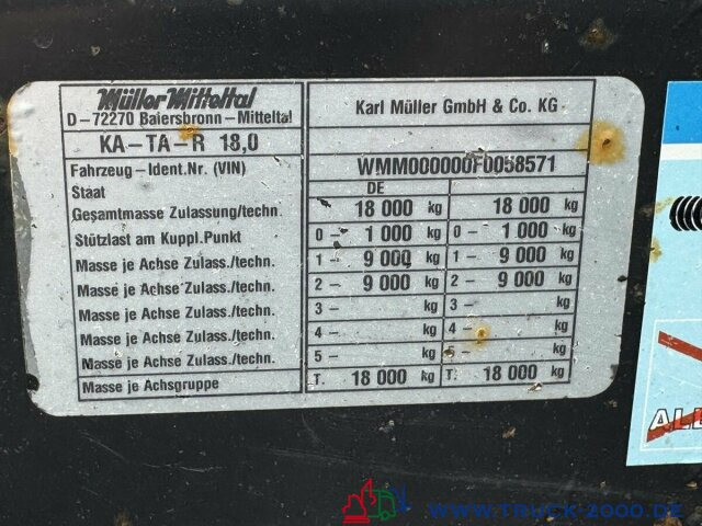 Müller-Mitteltal KA-TA- R 18,0 Tandem 3 Seitenkipper NL 13.500kg - Pótkocsi billenőplatós: 4 kép. Müller-Mitteltal KA-TA- R 18,0 Tandem 3 Seitenkipper NL 13.500kg - Pótkocsi billenőplatós: 4 kép.
