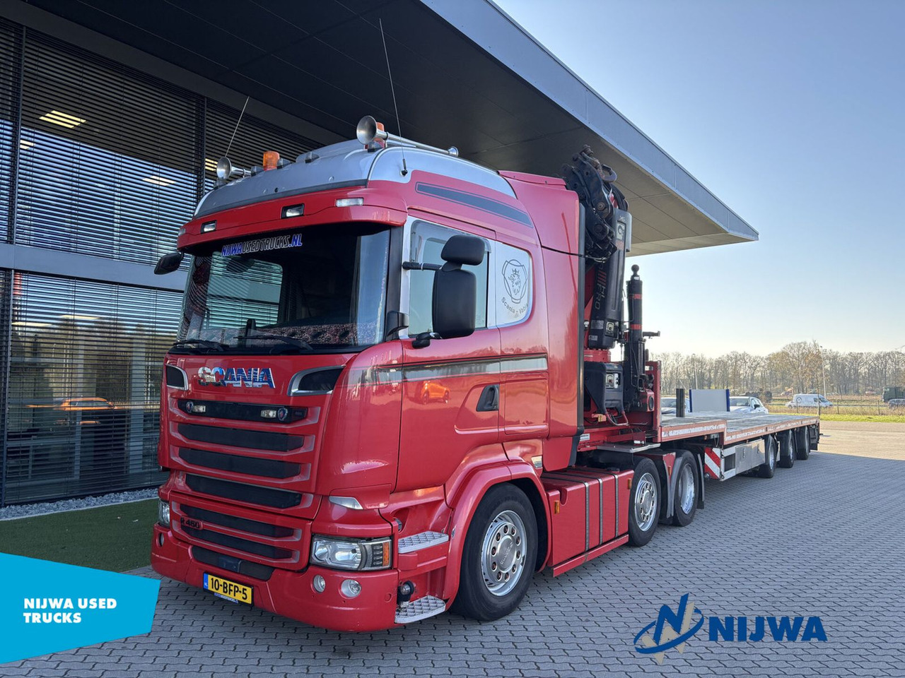 Scania R450 6x2 I.C.M Vogelzang met HIAB 60 ton meter k - Nyergesvontató: 1 kép. Scania R450 6x2 I.C.M Vogelzang met HIAB 60 ton meter k - Nyergesvontató: 1 kép.