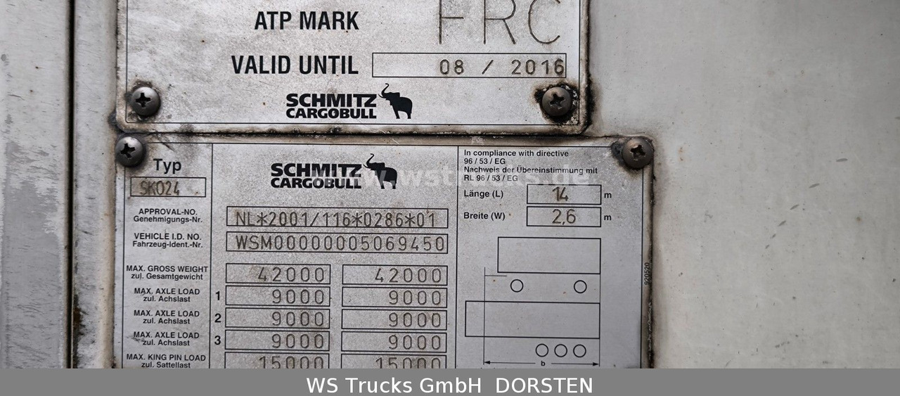 Schmitz Cargobull SKO 24 Kühlauflieger | Rohrbahn Vector 1850Mt - Félpótkocsi hűtős: 3 kép. Schmitz Cargobull SKO 24 Kühlauflieger | Rohrbahn Vector 1850Mt - Félpótkocsi hűtős: 3 kép.