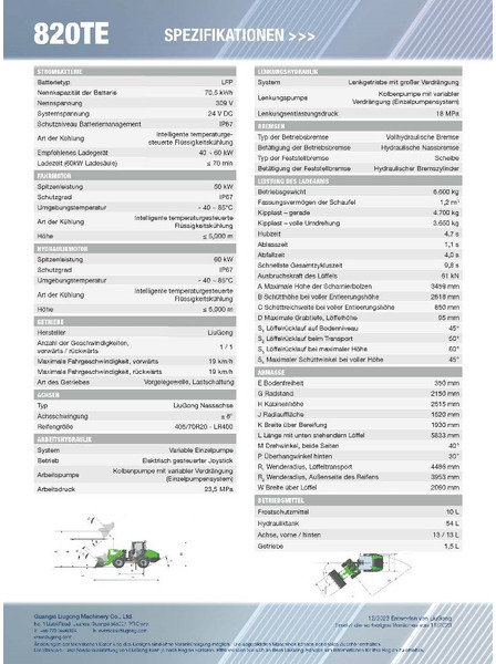 LIUGONG 820 TE vollelektrisch, 6.600 kg, 1.2 cbm - Gumikerekes homlokrakodó: 2 kép. LIUGONG 820 TE vollelektrisch, 6.600 kg, 1.2 cbm - Gumikerekes homlokrakodó: 2 kép.