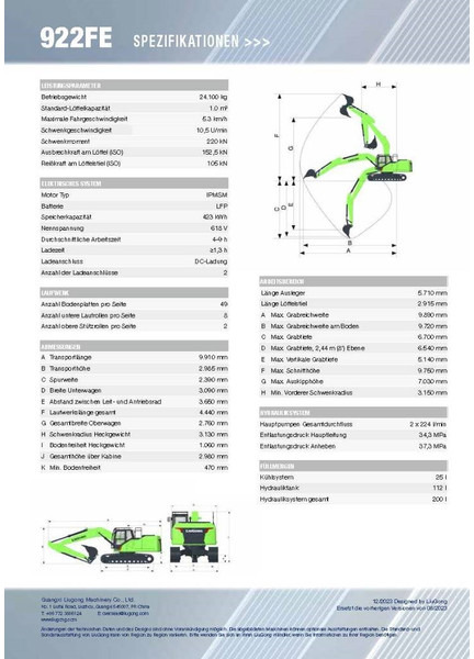 LIUGONG 922 FE vollelektrisch, 24.100 kg - Lánctalpas kotró: 2 kép. LIUGONG 922 FE vollelektrisch, 24.100 kg - Lánctalpas kotró: 2 kép.