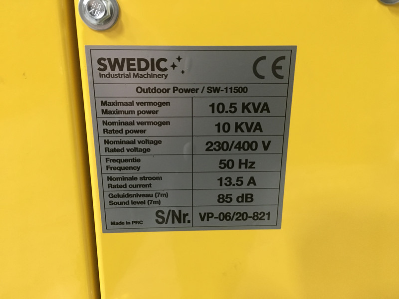 Új Áramfejlesztő SWEDIC SW-11500 GENERATOR 10KVA NEW: 8 kép.