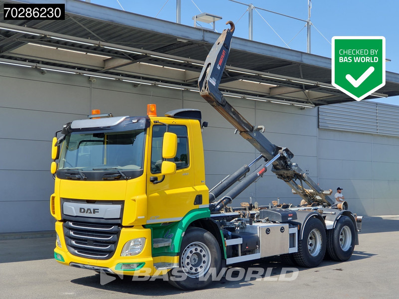 DAF CF 450 CF 6X2 HIAB 20ZL53 Hooklift LiftAxle Automatic 20 Tonnes ACC Euro 6 - Horgos rakodó teherautó: 1 kép. DAF CF 450 CF 6X2 HIAB 20ZL53 Hooklift LiftAxle Automatic 20 Tonnes ACC Euro 6 - Horgos rakodó teherautó: 1 kép.