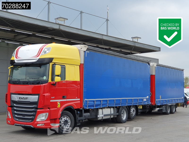 DAF XF 450 6X2 Combi Lift Axle ACC Euro 6 - Ponyvás teherautó: 1 kép. DAF XF 450 6X2 Combi Lift Axle ACC Euro 6 - Ponyvás teherautó: 1 kép.
