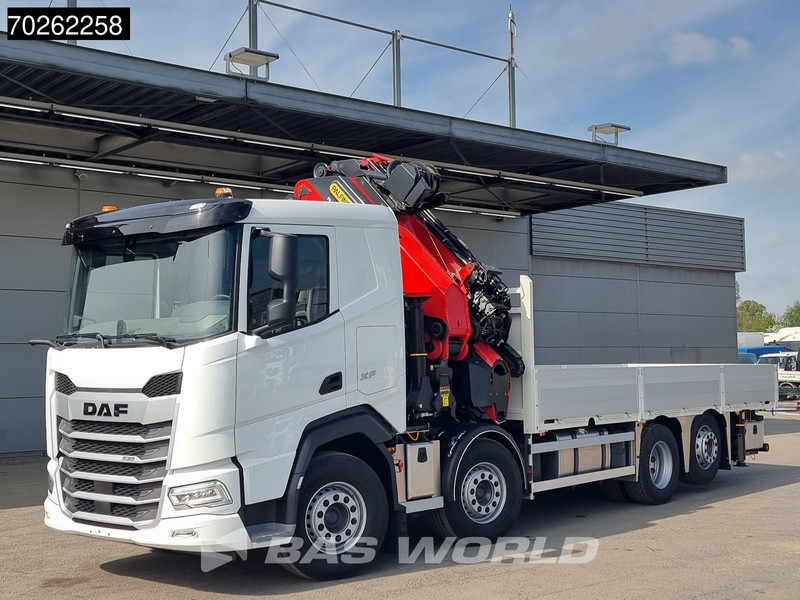 DAF XF 530 8X2 NEW Palfinger PK580 TEC Kran Crane Fly-Jib 2.5t Winch Lift+Lenkasche Retarder - Platós teherautó, Darus autó: 2 kép. DAF XF 530 8X2 NEW Palfinger PK580 TEC Kran Crane Fly-Jib 2.5t Winch Lift+Lenkasche Retarder - Platós teherautó, Darus autó: 2 kép.