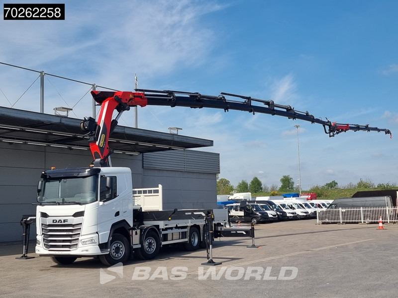 DAF XF 530 8X2 NEW Palfinger PK580 TEC Kran Crane Fly-Jib 2.5t Winch Lift+Lenkasche Retarder - Platós teherautó, Darus autó: 3 kép. DAF XF 530 8X2 NEW Palfinger PK580 TEC Kran Crane Fly-Jib 2.5t Winch Lift+Lenkasche Retarder - Platós teherautó, Darus autó: 3 kép.