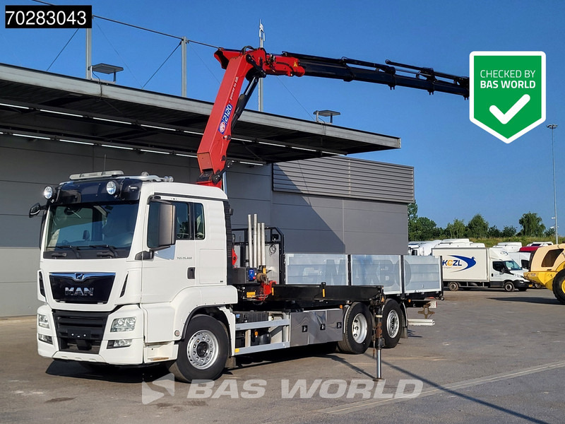 MAN TGS 26.460 TGS 6X2 Retarder HMF 2120K 6x Extensions Crane Kran Navi Euro 6 - Platós teherautó, Darus autó: 1 kép. MAN TGS 26.460 TGS 6X2 Retarder HMF 2120K 6x Extensions Crane Kran Navi Euro 6 - Platós teherautó, Darus autó: 1 kép.