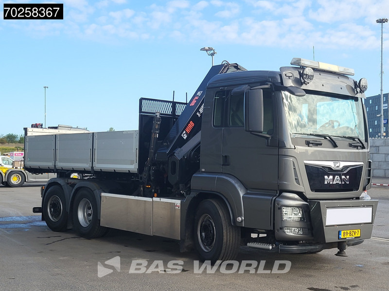 Billenőplatós teherautó, Darus autó MAN TGS 26.500 6X2 Prepared NL-Truck NEW APK HIAB X-HIPRO 302 E-6 Crane Kran Fifth wheel: 18 kép.