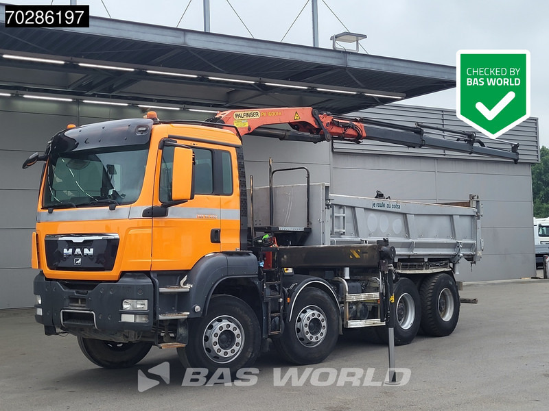 MAN TGS 35.400 8X4 Palfinger PK16001 K Kran Crane Retarder Big-Axle 2-Way tipper Euro 6 - Billenőplatós teherautó, Darus autó: 1 kép. MAN TGS 35.400 8X4 Palfinger PK16001 K Kran Crane Retarder Big-Axle 2-Way tipper Euro 6 - Billenőplatós teherautó, Darus autó: 1 kép.