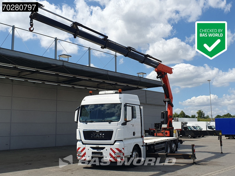 MAN TGX 26.440 6X2 Palfinger PK 53002 SH Kran Crane Steering Axle Automatic Euro 5 - Platós teherautó, Darus autó: 1 kép. MAN TGX 26.440 6X2 Palfinger PK 53002 SH Kran Crane Steering Axle Automatic Euro 5 - Platós teherautó, Darus autó: 1 kép.