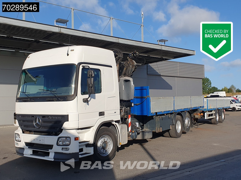 Mercedes-Benz Actros 2532 6X2 Truck + Trailer Fassi F330D3 Crane Kran 3-Pedals Euro 3 - Platós teherautó, Darus autó: 1 kép. Mercedes-Benz Actros 2532 6X2 Truck + Trailer Fassi F330D3 Crane Kran 3-Pedals Euro 3 - Platós teherautó, Darus autó: 1 kép.