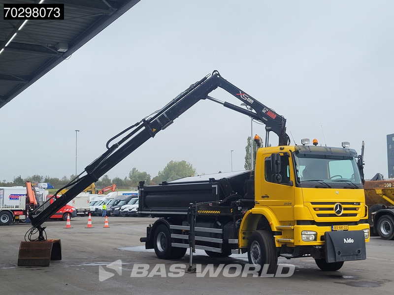 Billenőplatós teherautó, Darus autó Mercedes-Benz Axor 2124 Axor 4X4 8m3 Tipper HIAB 122 B-2 HIDUO Crane Steel suspension Automatic Big-Axle Euro 5: 12 kép.