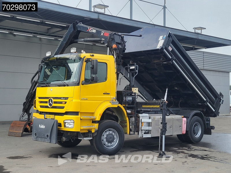 Billenőplatós teherautó, Darus autó Mercedes-Benz Axor 2124 Axor 4X4 8m3 Tipper HIAB 122 B-2 HIDUO Crane Steel suspension Automatic Big-Axle Euro 5: 13 kép.