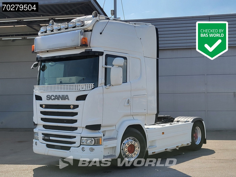 Scania R450 4X2 Retarder Full-Air Hydraulik Standklima Euro 6 - Nyergesvontató: 1 kép. Scania R450 4X2 Retarder Full-Air Hydraulik Standklima Euro 6 - Nyergesvontató: 1 kép.