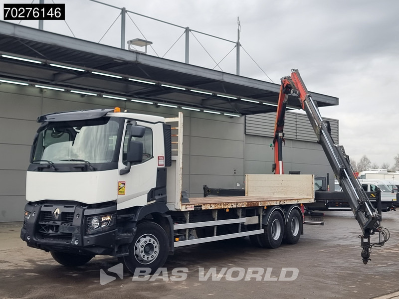 Renault C 380 6X4 Palfinger PK18002-EH C Remote Retarder Euro 6 - Platós teherautó, Darus autó: 5 kép. Renault C 380 6X4 Palfinger PK18002-EH C Remote Retarder Euro 6 - Platós teherautó, Darus autó: 5 kép.