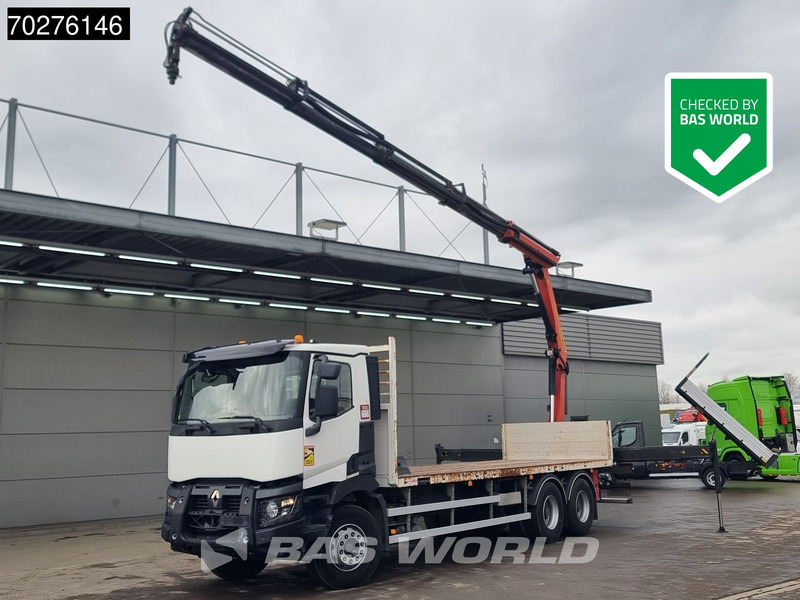 Renault C 380 6X4 Palfinger PK18002-EH C Remote Retarder Euro 6 - Platós teherautó, Darus autó: 1 kép. Renault C 380 6X4 Palfinger PK18002-EH C Remote Retarder Euro 6 - Platós teherautó, Darus autó: 1 kép.