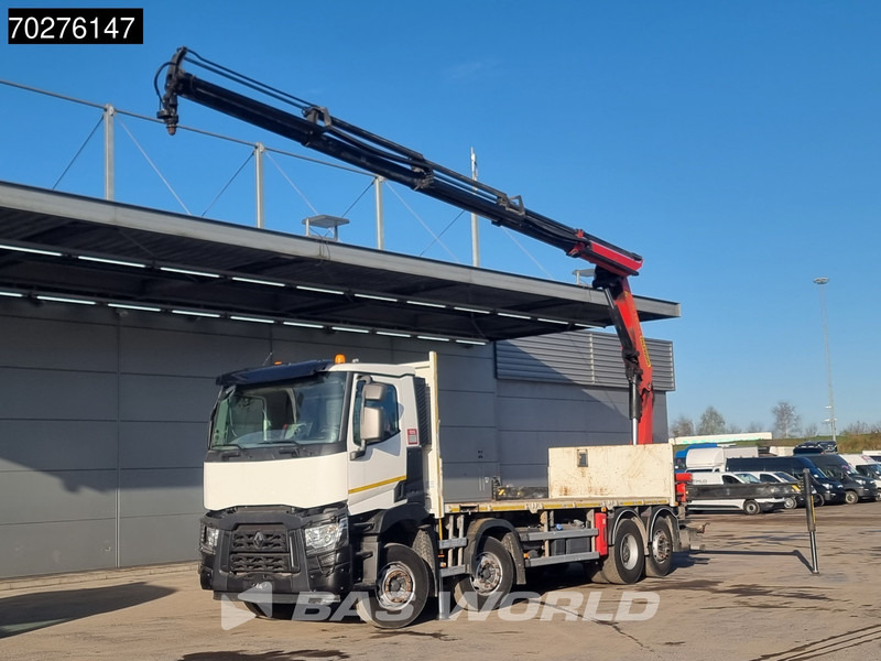 Renault C 380 8X2 Palfinger PK24001K Remote Lenkachse Euro 6 - Platós teherautó, Darus autó: 1 kép. Renault C 380 8X2 Palfinger PK24001K Remote Lenkachse Euro 6 - Platós teherautó, Darus autó: 1 kép.