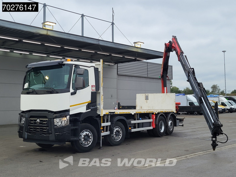Renault C 380 8X2 Palfinger PK24001K Remote Lenkachse Euro 6 - Platós teherautó, Darus autó: 3 kép. Renault C 380 8X2 Palfinger PK24001K Remote Lenkachse Euro 6 - Platós teherautó, Darus autó: 3 kép.