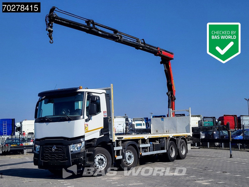 Renault C 430 8X4 Palfinger 22002 EH kran Crane Big-Axle steel suspension Euro 6 - Platós teherautó, Darus autó: 1 kép. Renault C 430 8X4 Palfinger 22002 EH kran Crane Big-Axle steel suspension Euro 6 - Platós teherautó, Darus autó: 1 kép.