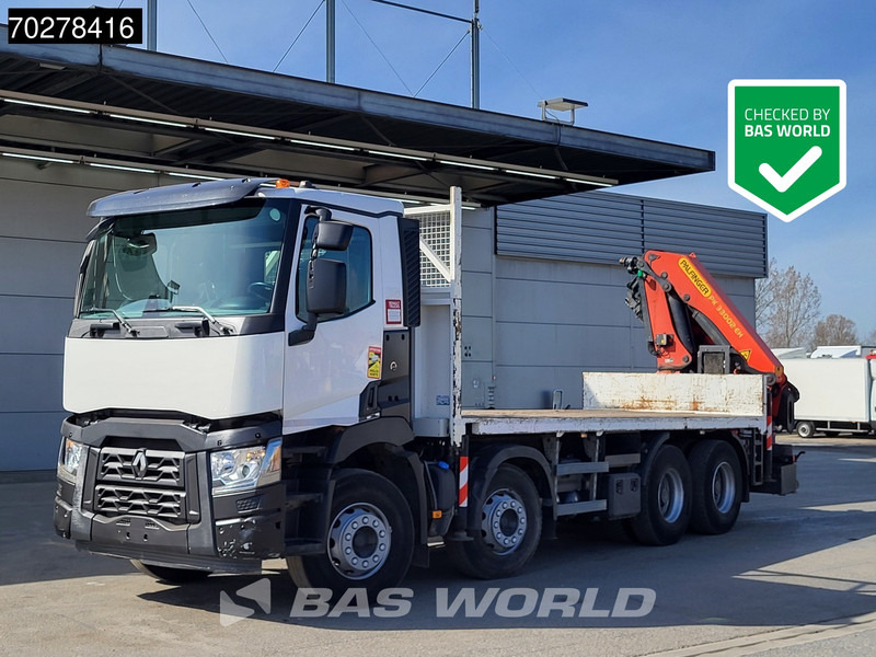 Renault C 430 8X4 Palfinger PK33002EH Euro 6 Big Axle - Platós teherautó, Darus autó: 2 kép. Renault C 430 8X4 Palfinger PK33002EH Euro 6 Big Axle - Platós teherautó, Darus autó: 2 kép.