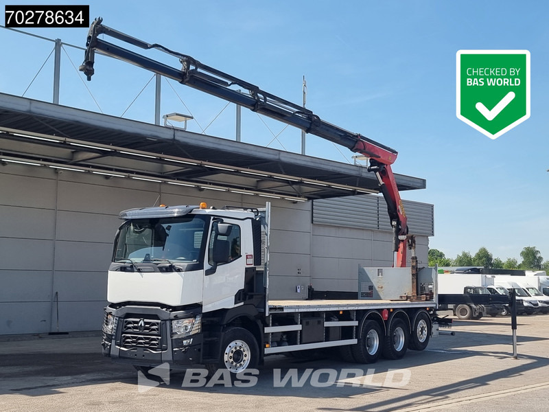 Renault C 480 8X4 Palfinger 24.001 SLD5 Kran Crane Lift-Lenkachse Euro 6 - Platós teherautó, Darus autó: 1 kép. Renault C 480 8X4 Palfinger 24.001 SLD5 Kran Crane Lift-Lenkachse Euro 6 - Platós teherautó, Darus autó: 1 kép.