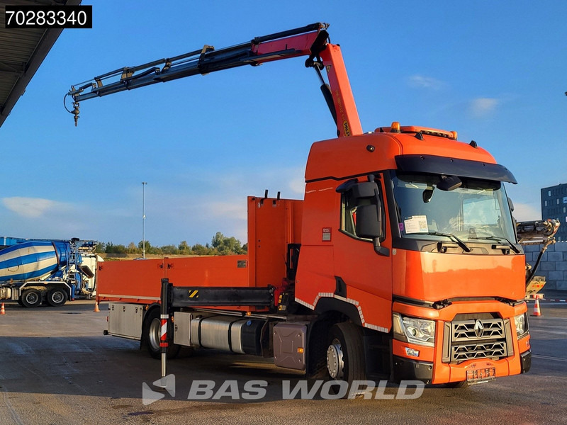 Renault T 380 4X2 Palfinger PK18002-EH Kran Crane Retarder Standklima Euro 6 - Platós teherautó, Darus autó: 3 kép. Renault T 380 4X2 Palfinger PK18002-EH Kran Crane Retarder Standklima Euro 6 - Platós teherautó, Darus autó: 3 kép.