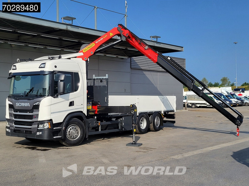 Scania G410 6X2 New! Palfinger PK24.001 SLD 5 Crane Kran Retarder Lift+Steering Axle LED ACC - Platós teherautó, Darus autó: 3 kép. Scania G410 6X2 New! Palfinger PK24.001 SLD 5 Crane Kran Retarder Lift+Steering Axle LED ACC - Platós teherautó, Darus autó: 3 kép.