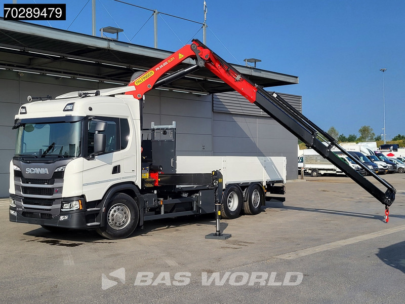 Scania G410 6X2 New! Palfinger PK24.001 SLD 5 Crane Kran Retarder Lift+Steering Axle LED ACC - Platós teherautó, Darus autó: 3 kép. Scania G410 6X2 New! Palfinger PK24.001 SLD 5 Crane Kran Retarder Lift+Steering Axle LED ACC - Platós teherautó, Darus autó: 3 kép.