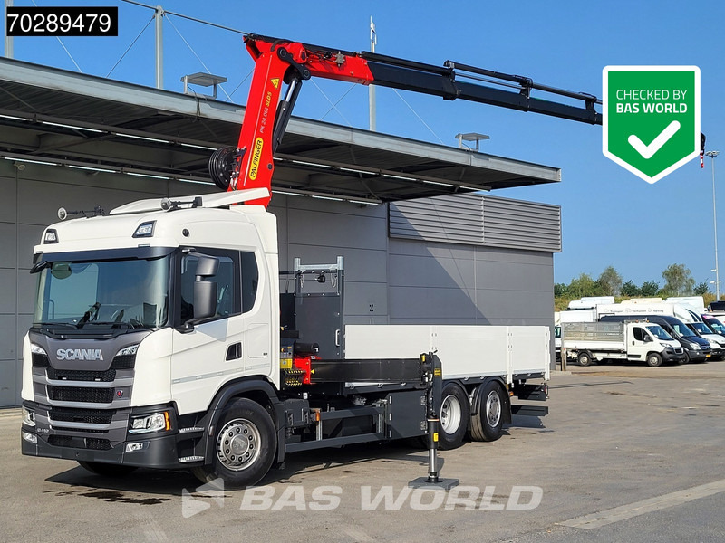 Scania G410 6X2 New! Palfinger PK24.001 SLD 5 Crane Kran Retarder Lift+Steering Axle LED ACC - Platós teherautó, Darus autó: 1 kép. Scania G410 6X2 New! Palfinger PK24.001 SLD 5 Crane Kran Retarder Lift+Steering Axle LED ACC - Platós teherautó, Darus autó: 1 kép.