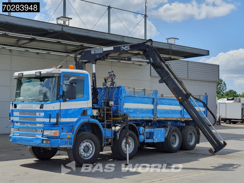Scania G420 8X4 15m3 tipper Hiab 144 Crane Steelsuspension Manual Big-Axle Euro 3 - Billenőplatós teherautó, Darus autó: 5 kép. Scania G420 8X4 15m3 tipper Hiab 144 Crane Steelsuspension Manual Big-Axle Euro 3 - Billenőplatós teherautó, Darus autó: 5 kép.