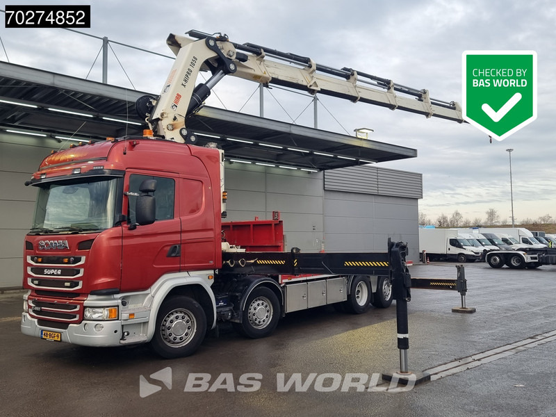 Scania G450 8X2 NL-Truck Hiab X-HIPRO 1058EP-6 Kran Front stab Retarder Euro 6 - Platós teherautó, Darus autó: 1 kép. Scania G450 8X2 NL-Truck Hiab X-HIPRO 1058EP-6 Kran Front stab Retarder Euro 6 - Platós teherautó, Darus autó: 1 kép.