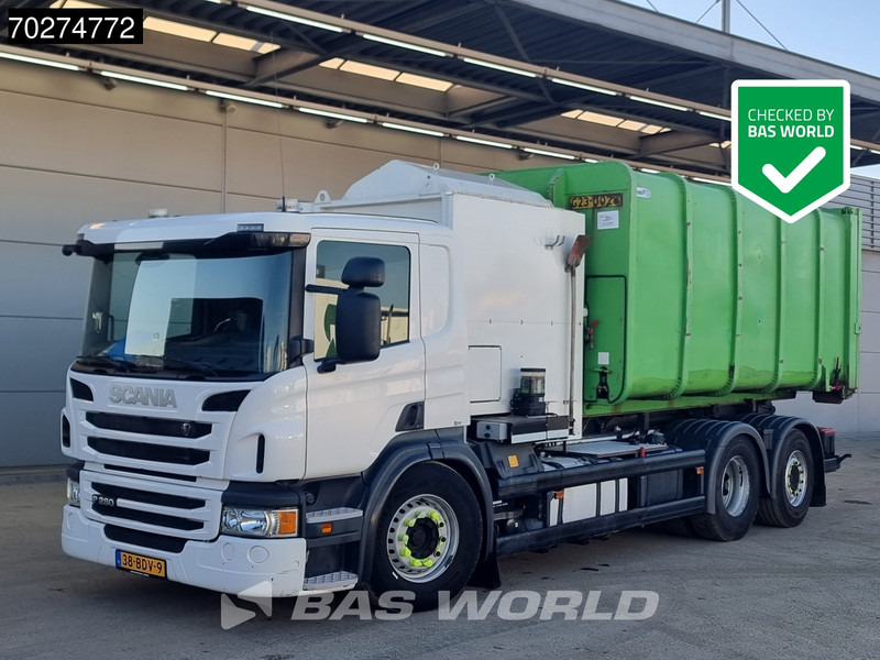 Scania P280 6X2 20m3 Zoeller Seitenlader Translift Lift+steering Axle Retarder Euro 6 - Horgos rakodó teherautó: 1 kép. Scania P280 6X2 20m3 Zoeller Seitenlader Translift Lift+steering Axle Retarder Euro 6 - Horgos rakodó teherautó: 1 kép.