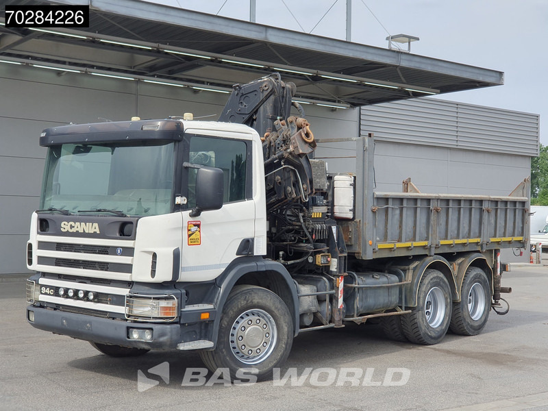 Billenőplatós teherautó, Darus autó Scania P94 6X4 Hiab 330-4 Kran Crane 9m3 tipper Manual Steelsuspension Euro 3: 10 kép.